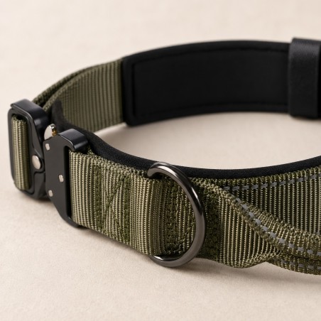 Collar Rukka Pets Mission verde oliva ajustable y reflectante