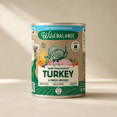 Wild Balance llauna de gall dindi amb verdures fresques per a gossos 400 g