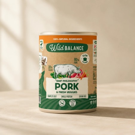 Wild Balance llauna de porc amb verdures fresques per a gossos 400 g