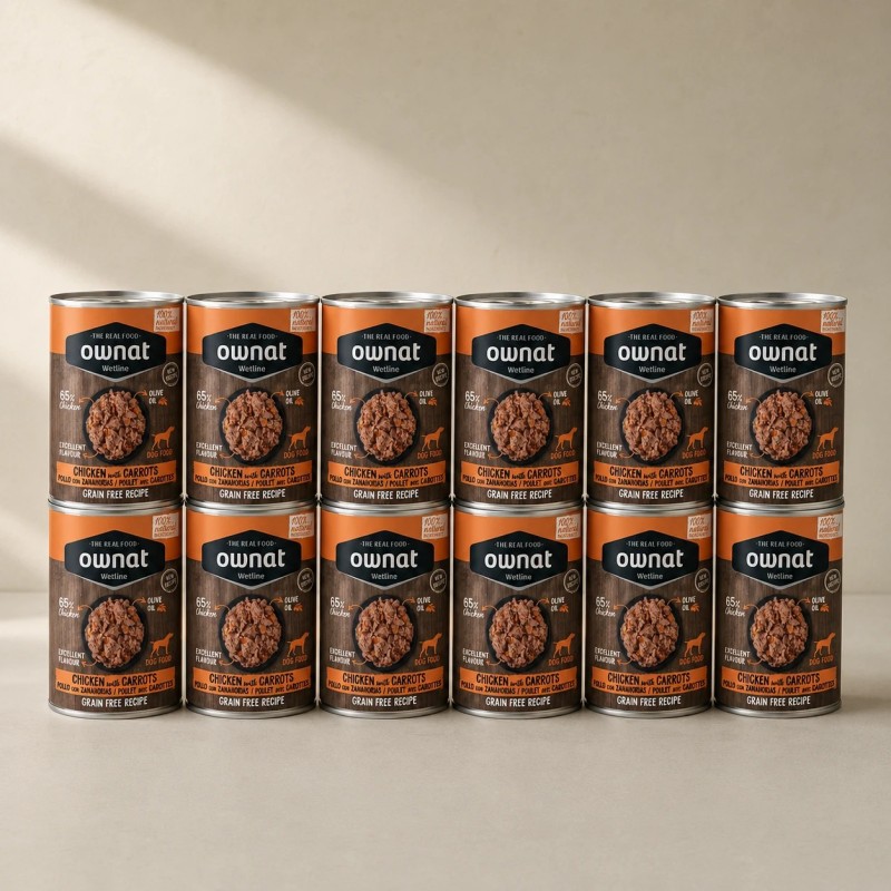 Pack 12 latas Wetline Chicken & Carrot con pollo para perros