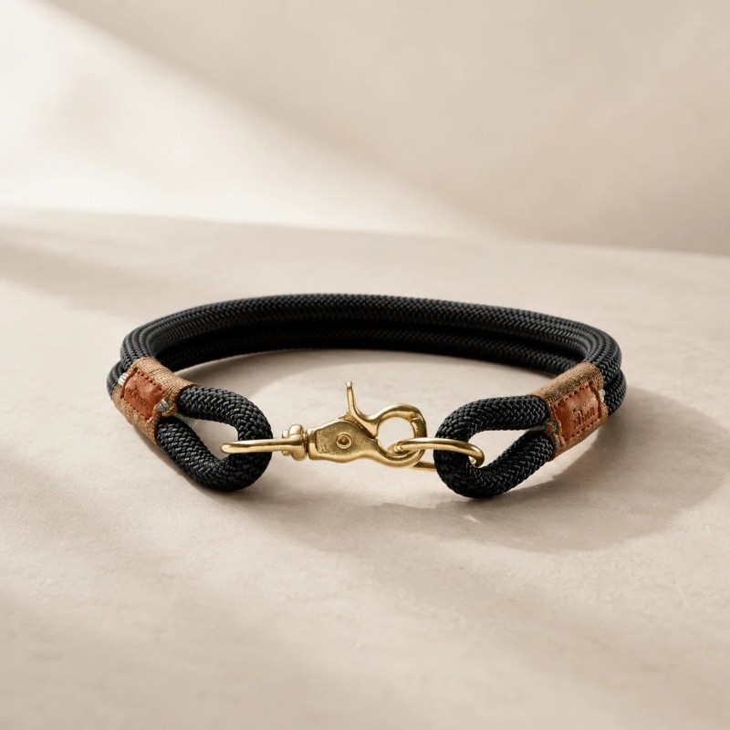 Collar Hunter OSS negro de cuerda y latón | Smartdog