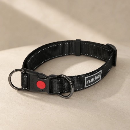 Collar Rukka Pets Bliss negro ajustable y reflectante