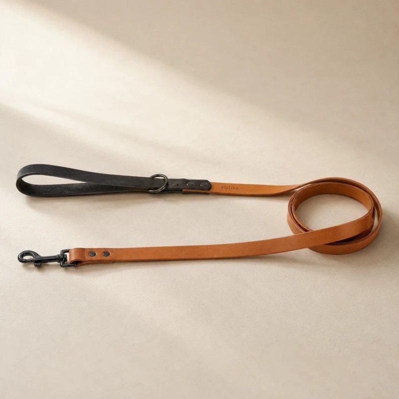 Rukka Leather Duo Cognac | Correa de cuero para perro