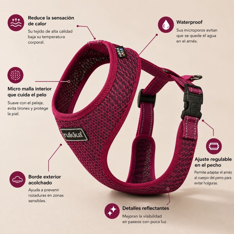 Arnès Rukka Comfort Air fúcsia transpirable | Smartdog