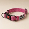 Collar Rukka Pets Star fucsia reflectante con doble anilla de seguridad