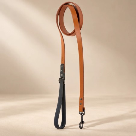 Rukka Leather Duo Cognac | Correa de cuero para perro