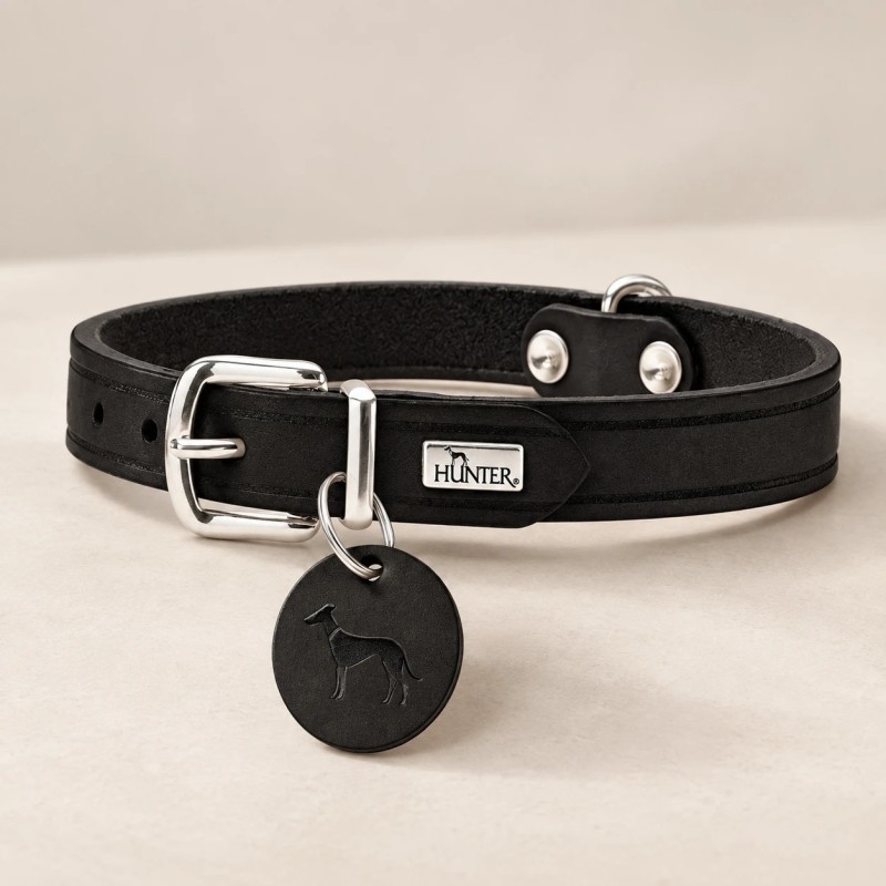 Hunter Aalborg collar de cuir negre per a gos | Smartdog