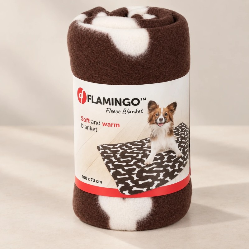 Manta Karlie marrón fleece para perro 100 × 70 cm