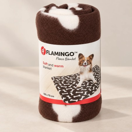 Manta Karlie marrón fleece para perro 100 × 70 cm