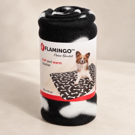 Manta Karlie negra fleece para perro 100 × 70 cm