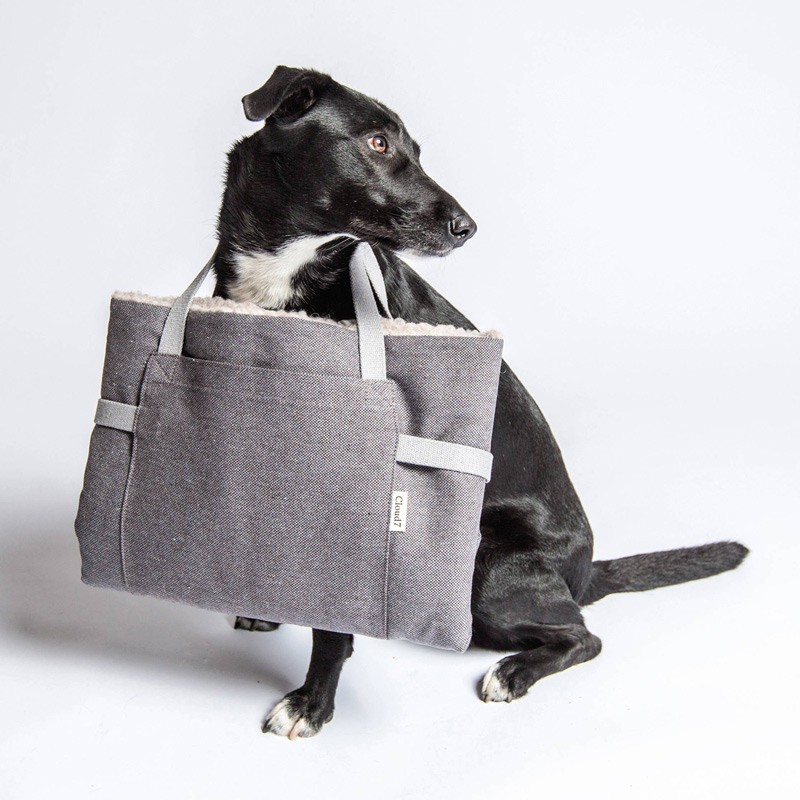 Cama para perro de viaje Tweed color gris