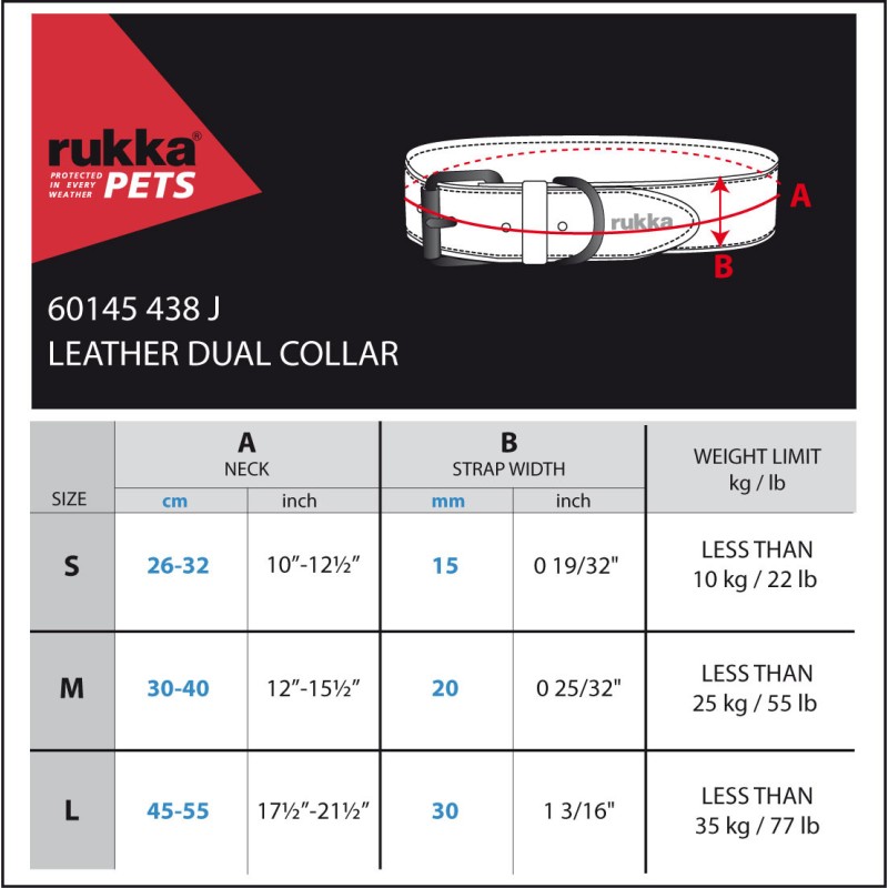 Collar de pell Rukka DUO negre per a gos | Smartdog