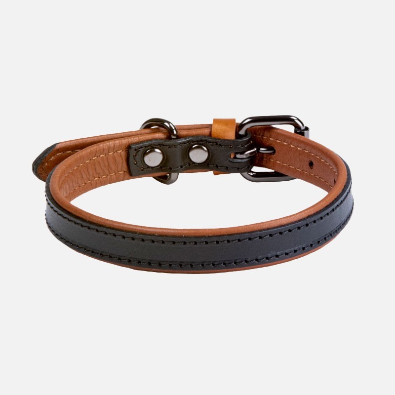 Collar de piel Rukka DUO negro para perro | Smartdog