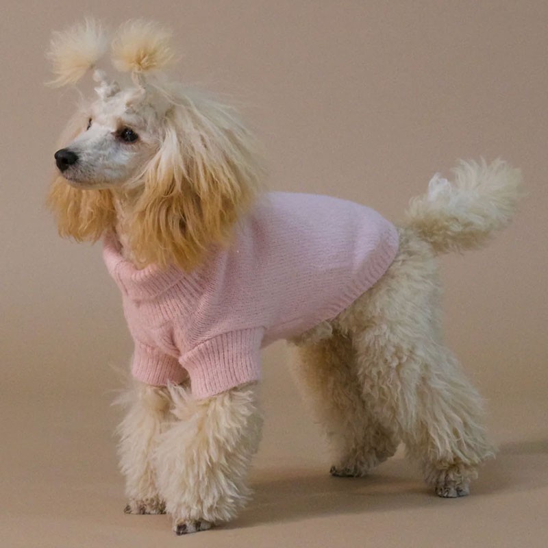 PAIKKA Furry Knit Sweater rosa | Jersey para perro