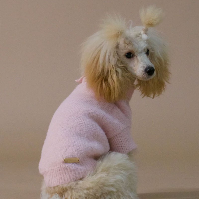 PAIKKA Furry Knit Sweater rosa | Jersey para perro