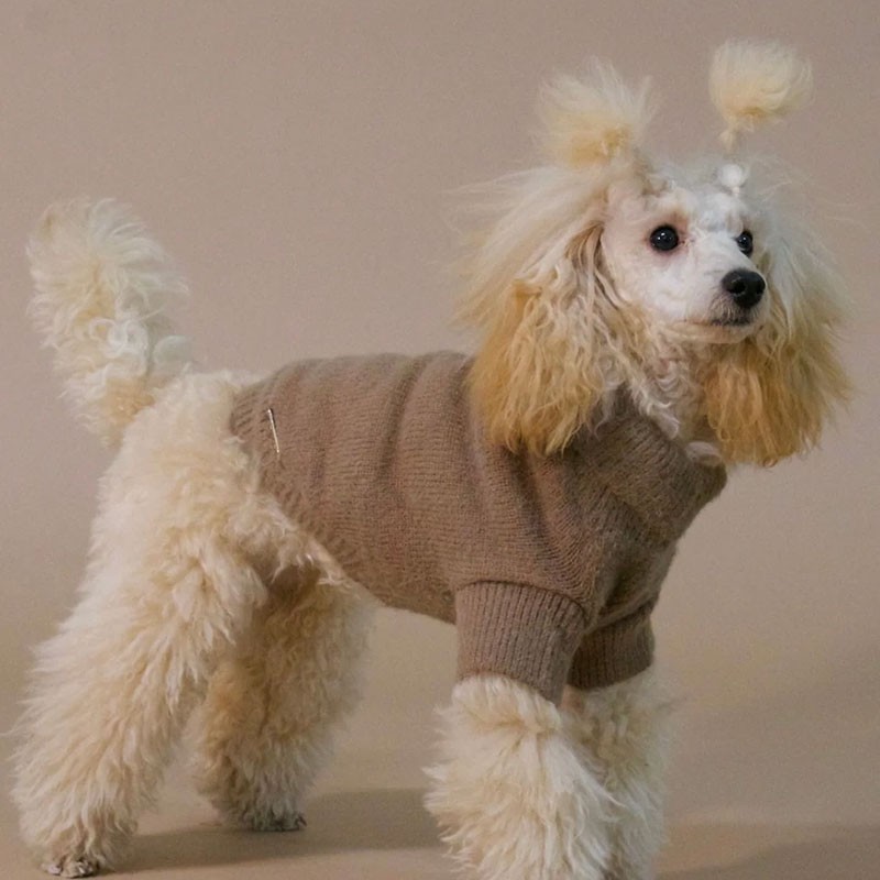 PAIKKA Furry Knit Sweater | Jersey para perro marrón