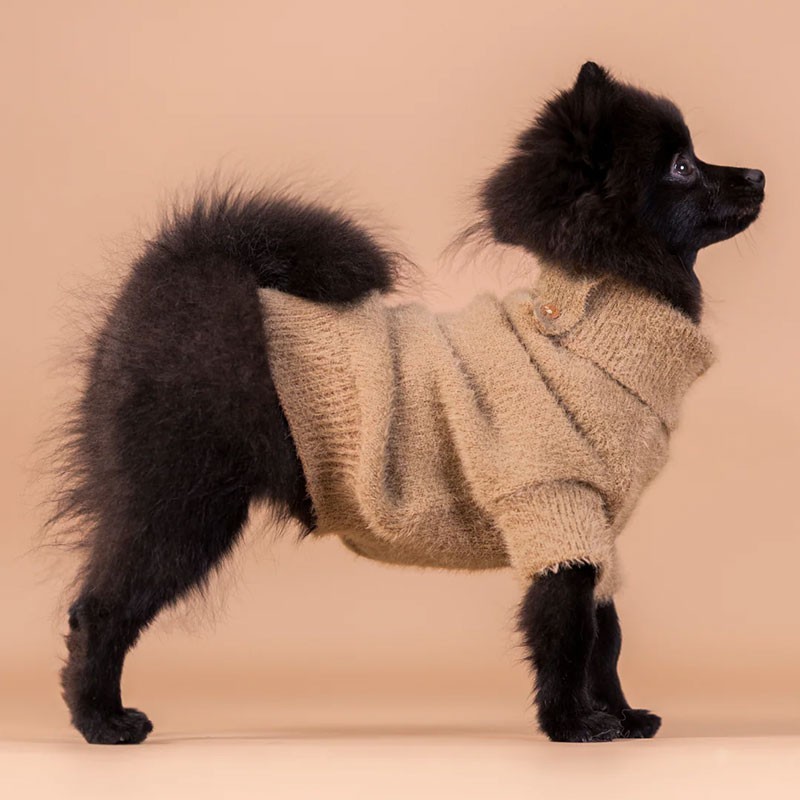 PAIKKA Furry Knit Sweater | Jersey para perro marrón