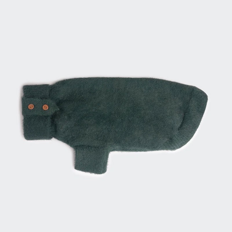 PAIKKA Furry Knit Sweater | Jersey para perro verde