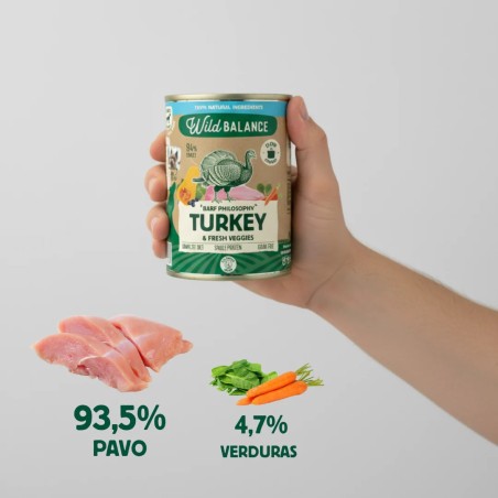 Wild Balance llauna de gall dindi amb verdures fresques per a gossos 400 g