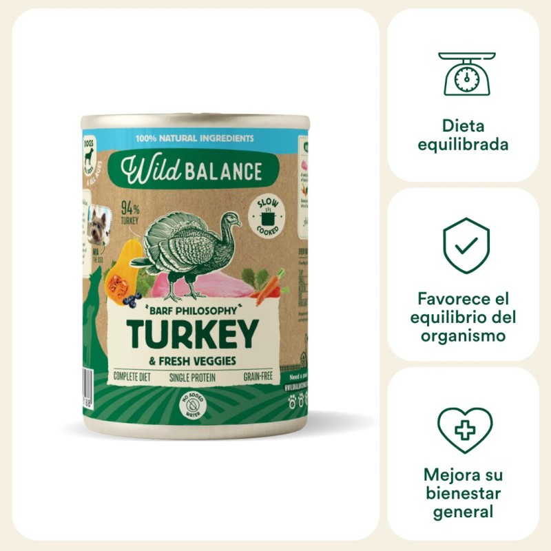 Wild Balance lata de pavo con verduras frescas para perros 400 g