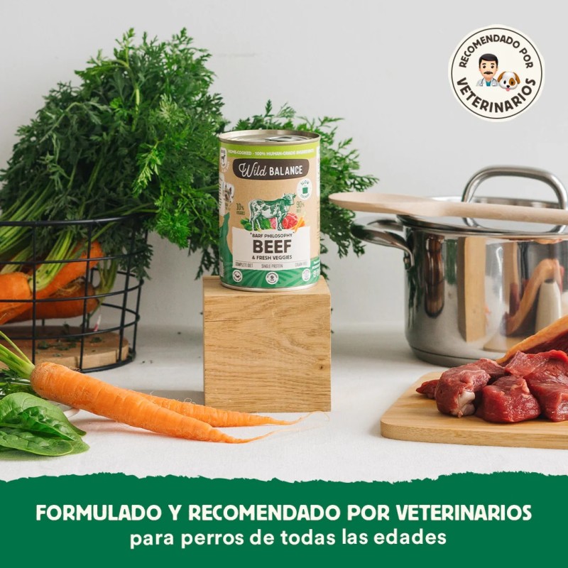 Lata de ternera con verduras frescas para perros 400 gr