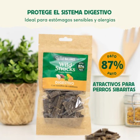 Snack digestiu d'ànec amb llavors de carbassa per a gossos Wild Balance