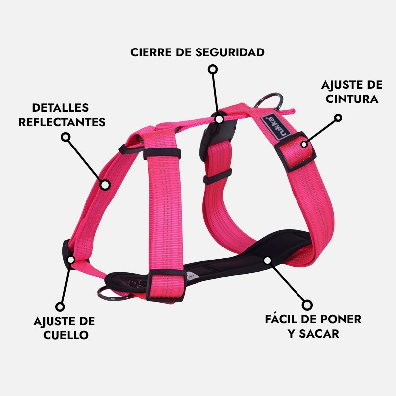 Rukka Form Neon rosa | Arnés para perro en Y reflectante