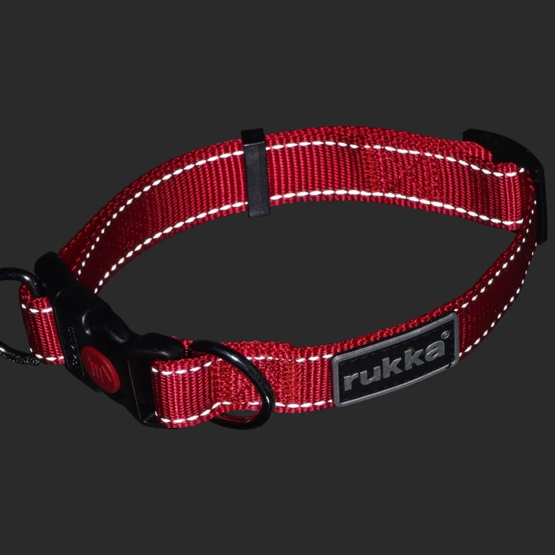 Collar Rukka Pets Bliss rojo ajustable y reflectante