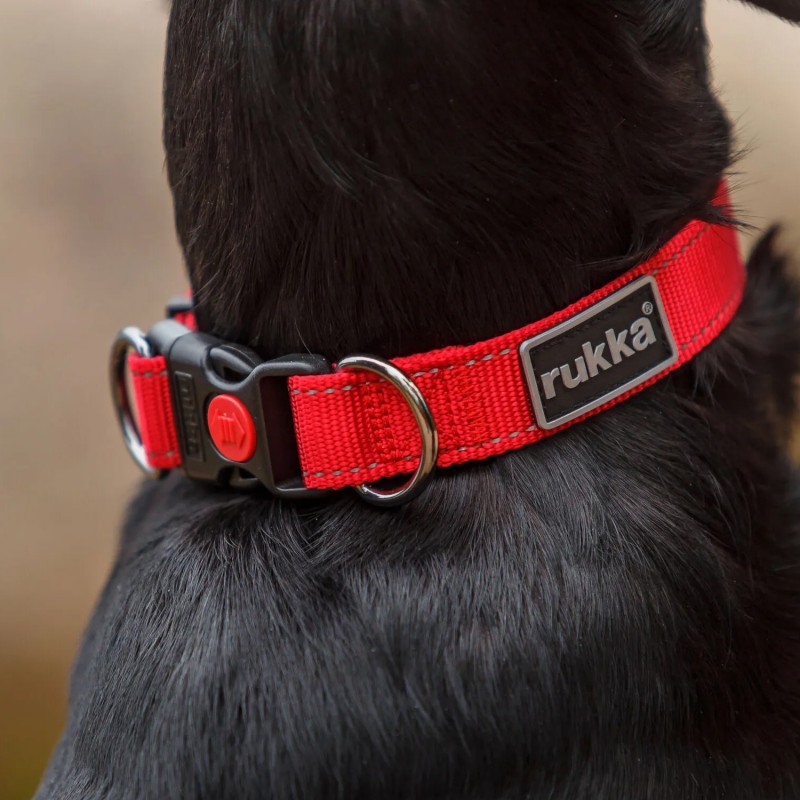Collar Rukka Pets Bliss rojo ajustable y reflectante